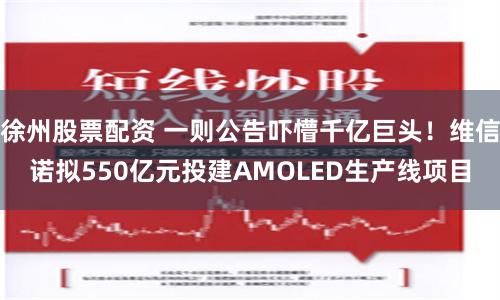 徐州股票配资 一则公告吓懵千亿巨头!维信诺拟550亿元投建AMOLED生产线项目